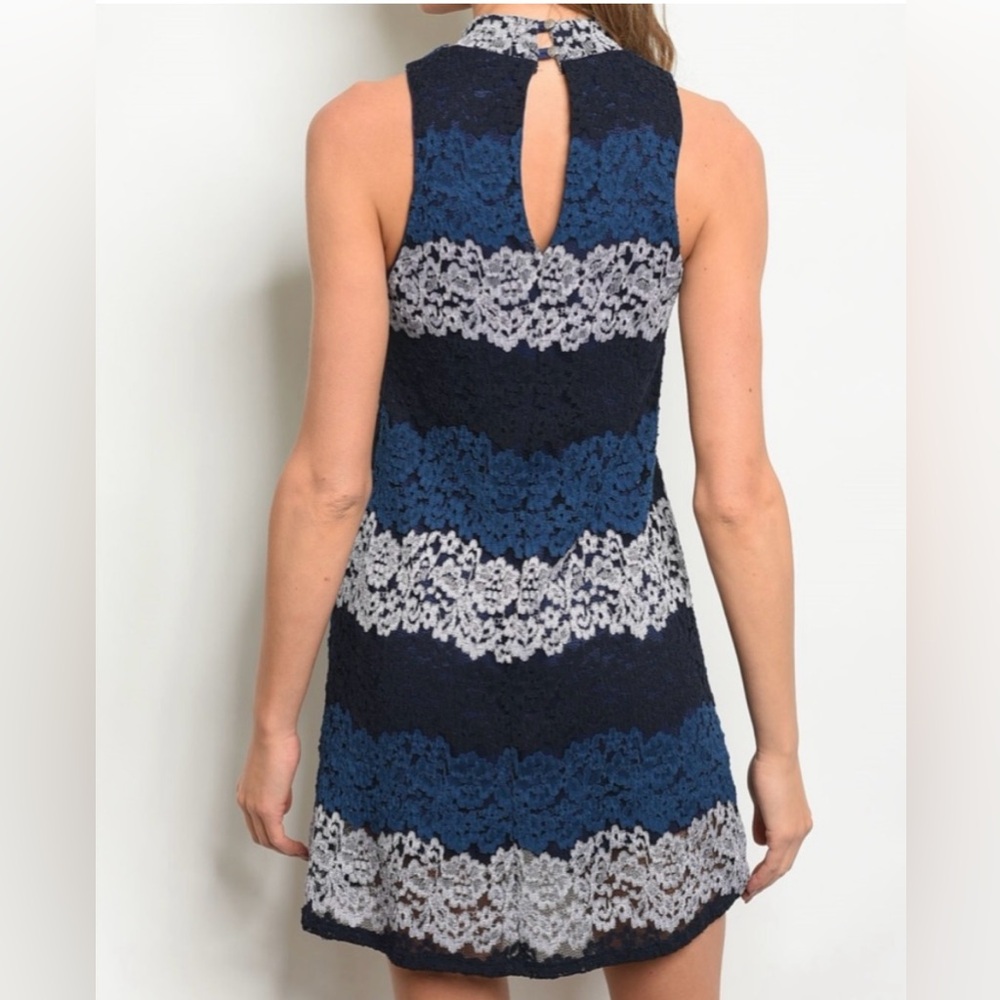 Lace, Choker Neckline A Line Dress - Picture 3 of 7